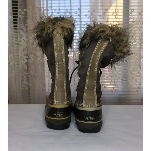 Sorel Winter Snow Boots Women's Size 6 Joan of Arctic Tall Tan Brown Faux Fur