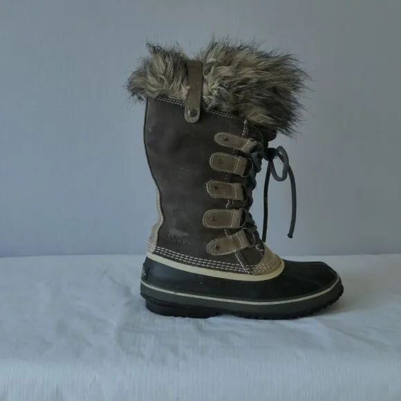 Sorel Winter Snow Boots Women's Size 6 Joan of Arctic Tall Tan Brown Faux Fur