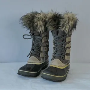 Sorel Winter Snow Boots Women's Size 6 Joan of Arctic Tall Tan Brown Faux Fur