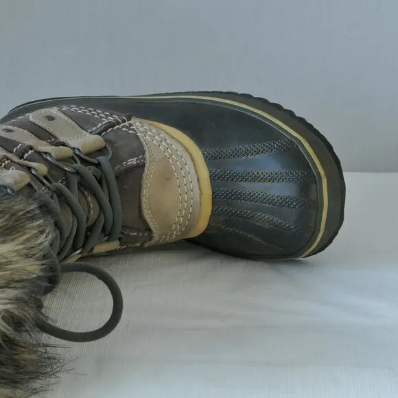 Sorel Winter Snow Boots Women's Size 6 Joan of Arctic Tall Tan Brown Faux Fur