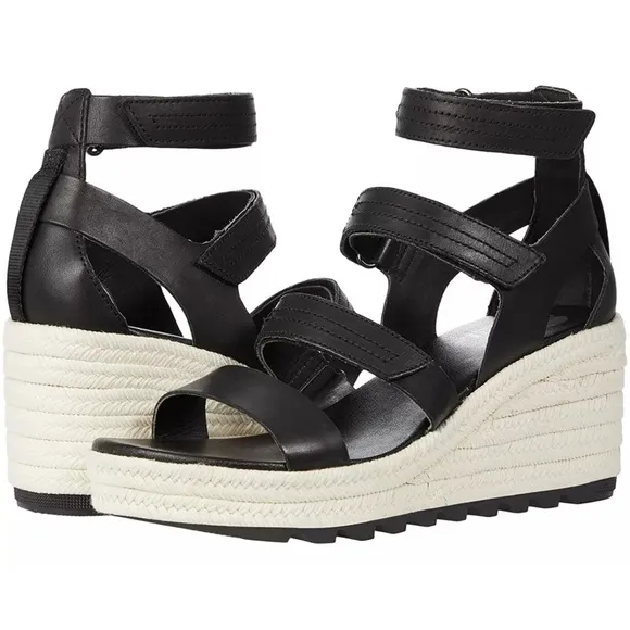 Sorel Women's Cameron Multi StrapWedge Sandal color black size 8
