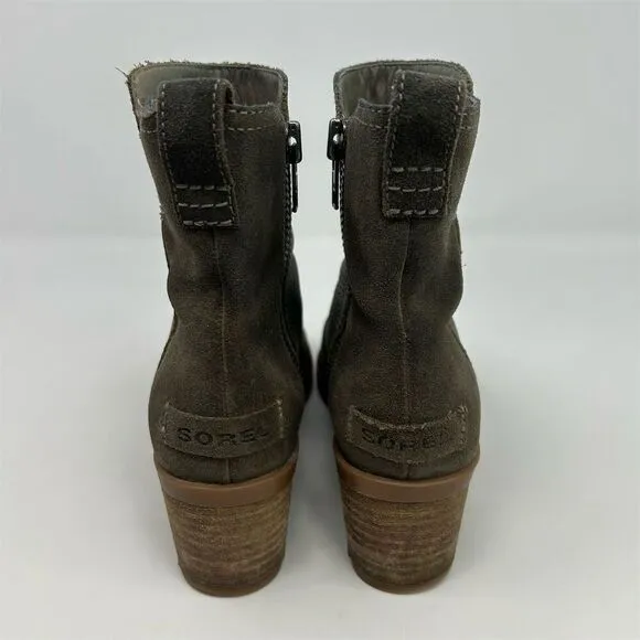 Sorel Women's Cate Ankle Boots Size 6 Gray Waterproof Casual Block Heel