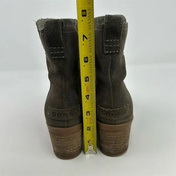 Sorel Women's Cate Ankle Boots Size 6 Gray Waterproof Casual Block Heel