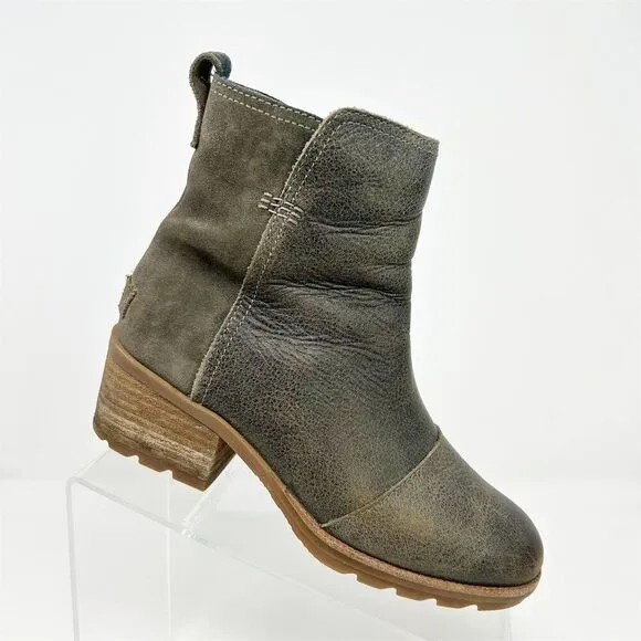 Sorel Women's Cate Ankle Boots Size 6 Gray Waterproof Casual Block Heel