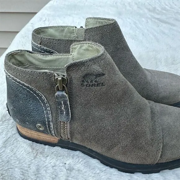 Sorel Women's Chelsea Ankle Boots Brown Suede Leather Size 7