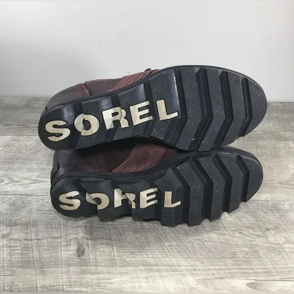 Sorel Womens NL3046 Lexie Maroon Red Leather Wedge Winter Snow Boots Size 9.5