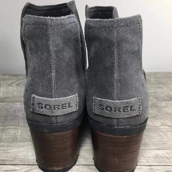 Sorel Women's NL3383 Cate Cutout Gray Leather Waterproof Bootie Boots Size 8