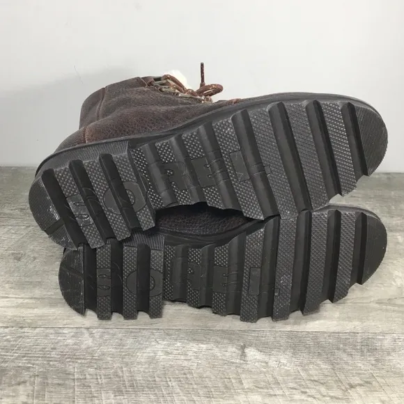 Sorel Womens NL3415 Phoenix Short Lace Up Cozy Sherpa Leather Brown Boots Sz 7.5