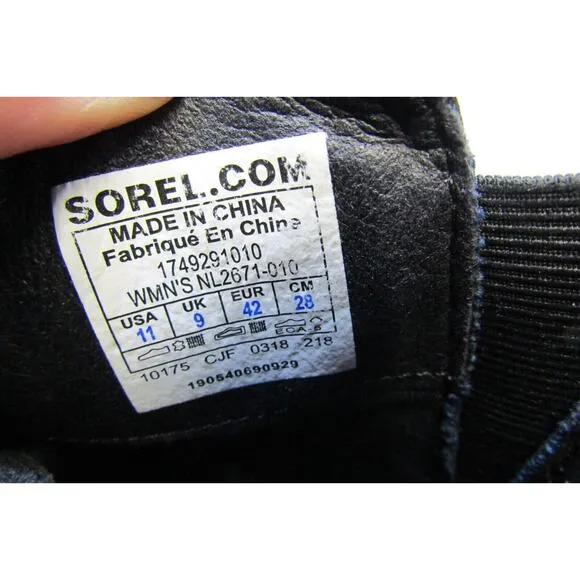 Sorel Womens Size 11 M Black Leather Chelsea Ankle Boots Booties