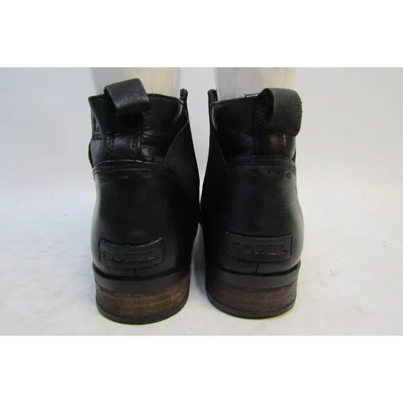 Sorel Womens Size 11 M Black Leather Chelsea Ankle Boots Booties