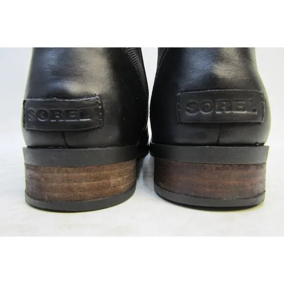 Sorel Womens Size 11 M Black Leather Chelsea Ankle Boots Booties