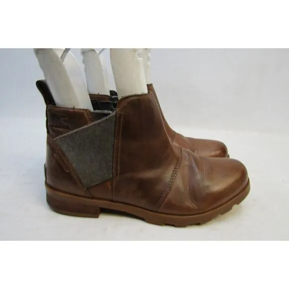 Sorel Womens Size 8 M Brown Leather Chelsea Zip Ankle Boots Booties