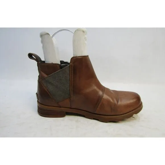 Sorel Womens Size 8 M Brown Leather Chelsea Zip Ankle Boots Booties