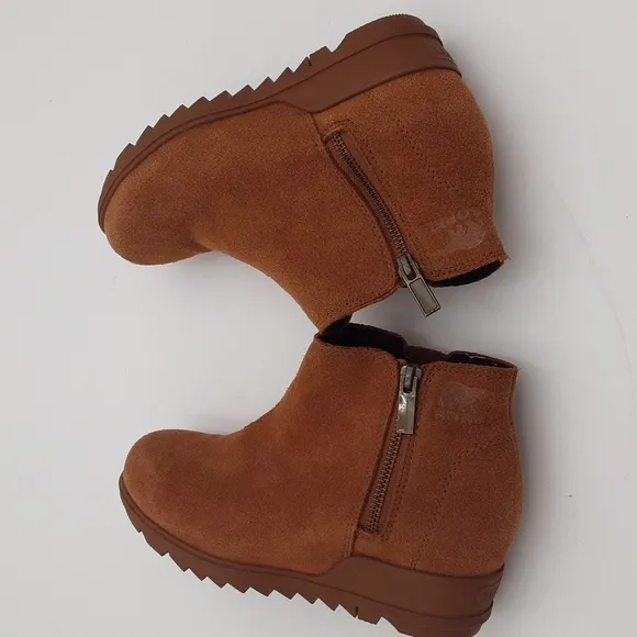 Sorel Women's Suede Ankle Boots Brown Wedge casual office festival Y2K