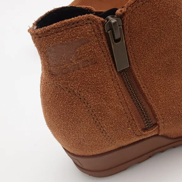 Sorel Women's Suede Ankle Boots Brown Wedge casual office festival Y2K