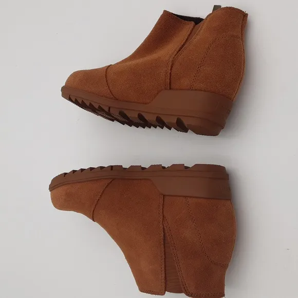 Sorel Women's Suede Ankle Boots Brown Wedge casual office festival Y2K