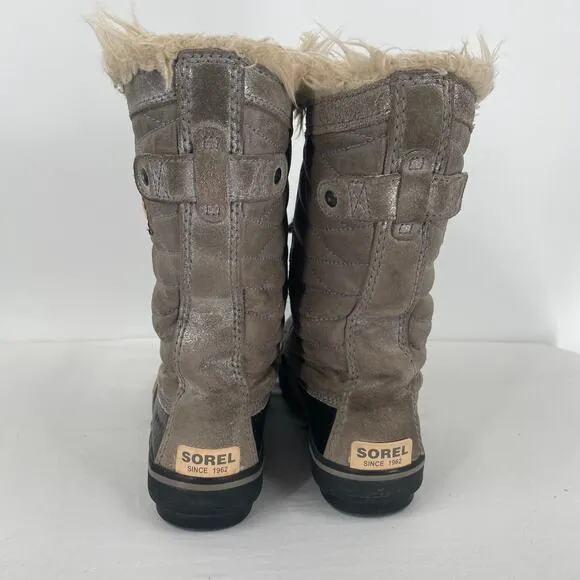 Sorel Youth Tofino II Quarry Silver Tall Lace Up Winter Boots Size 2