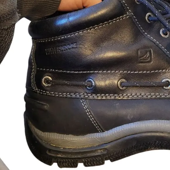 Sperry Black Waterproof Leather Ankle Duck Boots Size 11.5
