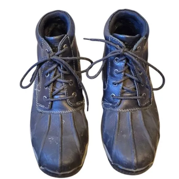 Sperry Black Waterproof Leather Ankle Duck Boots Size 11.5