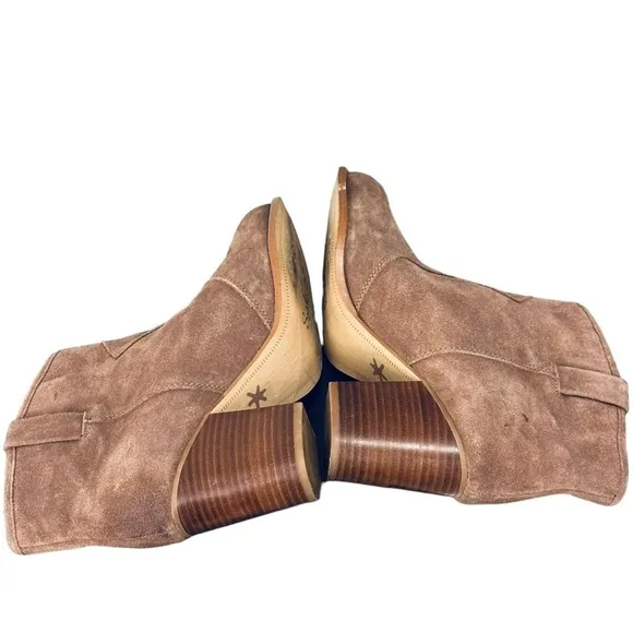 Splendid Womens Brown Suede Block Heel Ankle Boots