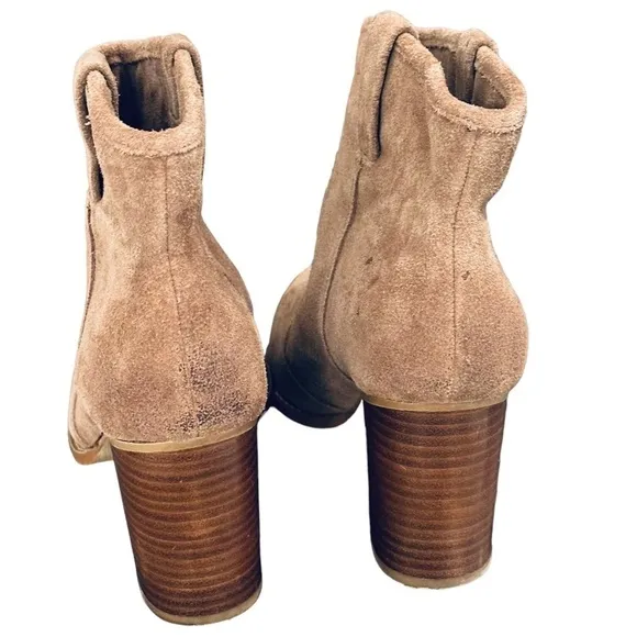Splendid Womens Brown Suede Block Heel Ankle Boots