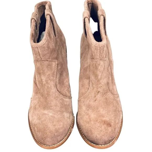 Splendid Womens Brown Suede Block Heel Ankle Boots