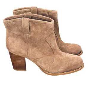 Splendid Womens Brown Suede Block Heel Ankle Boots
