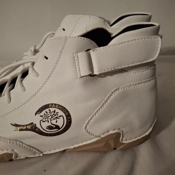 Spor7 White and Tan Men's Leather High Top Athletic Shoes