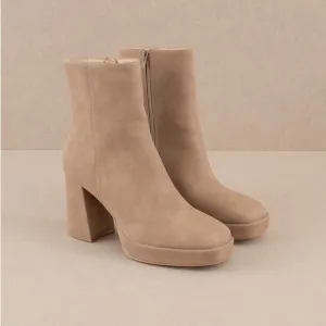 Square Toe Platform Ankle Booties - Oasis Society