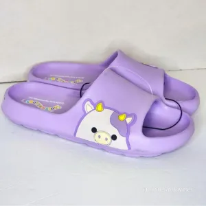 SQUISHMALLOW BUBBA COW 🐄 Purple Kids Slides Sandals Big kids 4-5 NWT