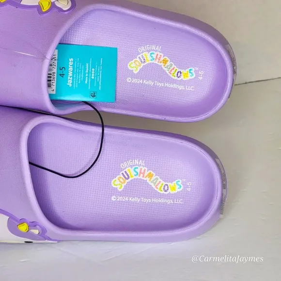 SQUISHMALLOW BUBBA COW 🐄 Purple Kids Slides Sandals Big kids 4-5 NWT