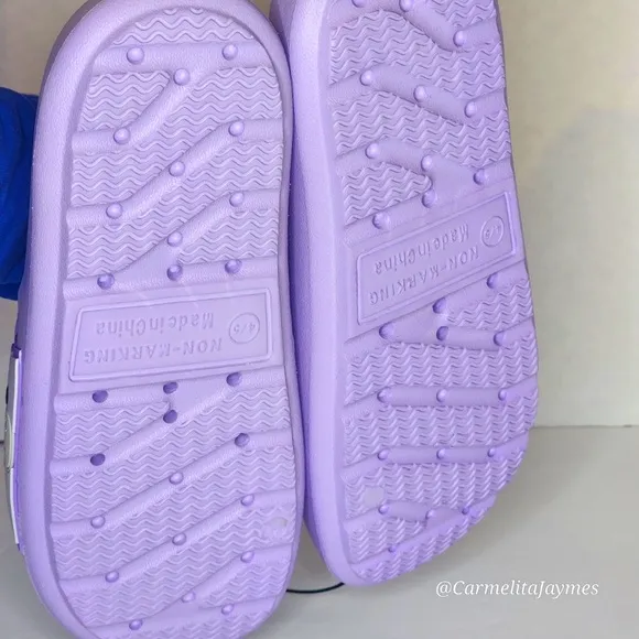 SQUISHMALLOW BUBBA COW 🐄 Purple Kids Slides Sandals Big kids 4-5 NWT