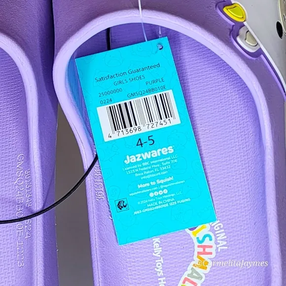 SQUISHMALLOW BUBBA COW 🐄 Purple Kids Slides Sandals Big kids 4-5 NWT