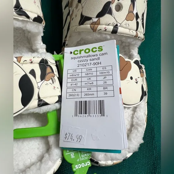 Squishmallows can cozzy croc sandals size 10