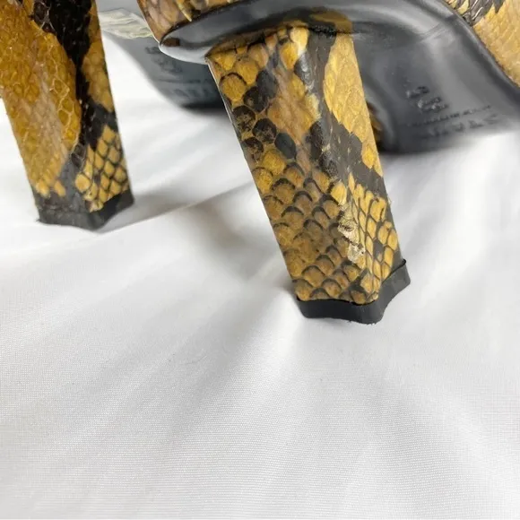 Staud Benny Snake Effect Leather Knee High Tall Boots Gold Tan EU 37 Casual