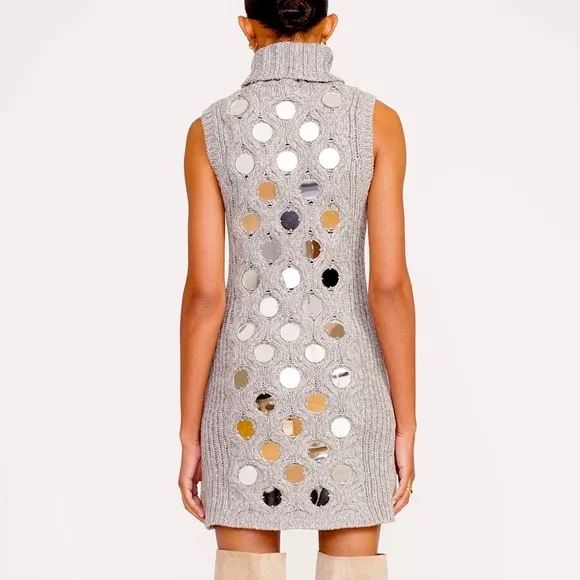 STAUD Gray Sleeveless Turtleneck Dress | Size Small