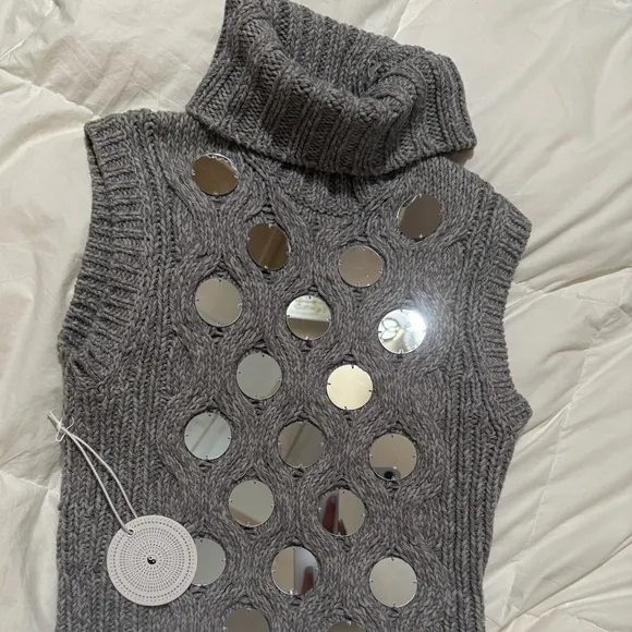 STAUD Gray Sleeveless Turtleneck Dress | Size Small