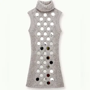 STAUD Gray Sleeveless Turtleneck Dress | Size Small