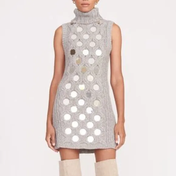 STAUD Gray Sleeveless Turtleneck Dress | Size Small