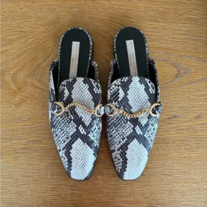 Stella McCartney Snake Print Loafers with Gold Detailing size 38