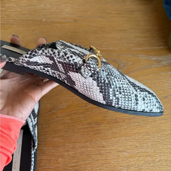 Stella McCartney Snake Print Loafers with Gold Detailing size 38