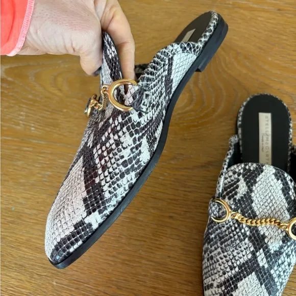 Stella McCartney Snake Print Loafers with Gold Detailing size 38