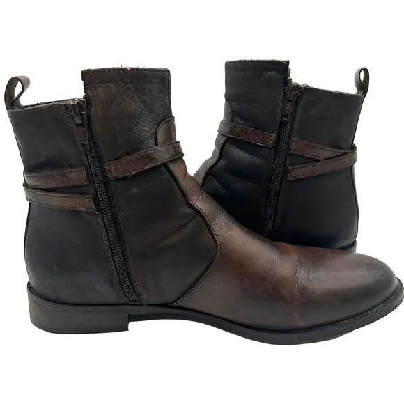 Stelle Monelle Italian Brown Leather Ankle Boots Size 9 EU 40 Indie Boho Western