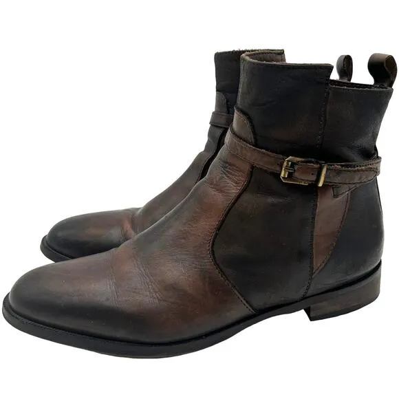 Stelle Monelle Italian Brown Leather Ankle Boots Size 9 EU 40 Indie Boho Western
