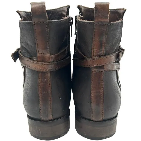 Stelle Monelle Italian Brown Leather Ankle Boots Size 9 EU 40 Indie Boho Western