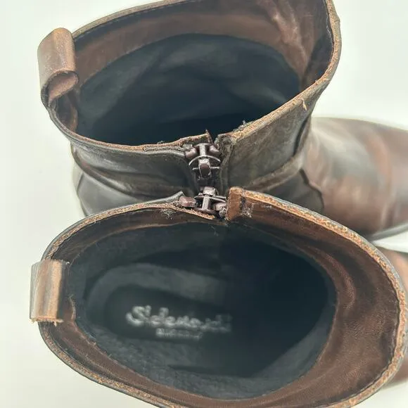 Stelle Monelle Italian Brown Leather Ankle Boots Size 9 EU 40 Indie Boho Western