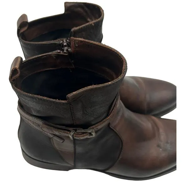 Stelle Monelle Italian Brown Leather Ankle Boots Size 9 EU 40 Indie Boho Western