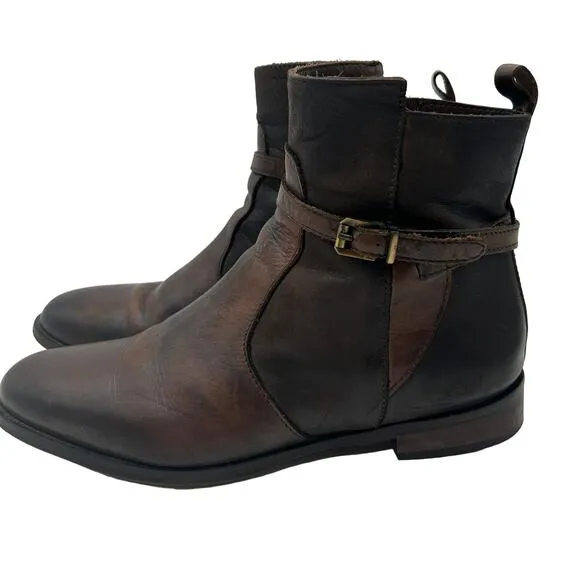 Stelle Monelle Italian Brown Leather Ankle Boots Size 9 EU 40 Indie Boho Western