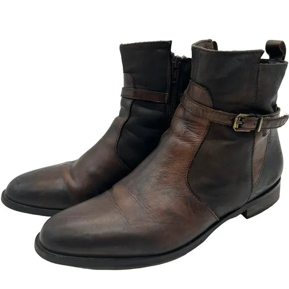 Stelle Monelle Italian Brown Leather Ankle Boots Size 9 EU 40 Indie Boho Western