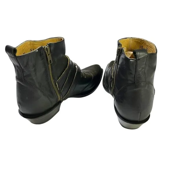 Stetson Womens Size 6.5 Black Leather 3 Buckle Western Boots Ankle Booties NEW
